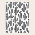 Black and white cactus plant pattern art Poster Gallery Image 4