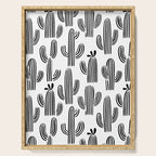 Black and white cactus plant pattern art Serving Tray Gallery Image 1