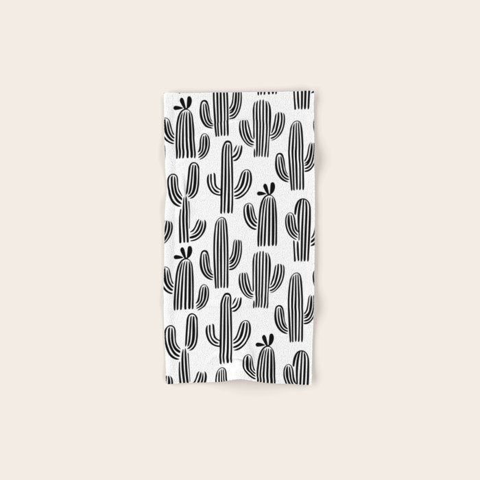 Black and white cactus plant pattern art Bath Towel Gallery Image 1