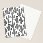 Black and white cactus plant pattern art Stationery Card Gallery Image 2