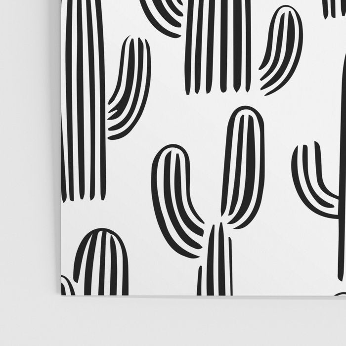 Black and white cactus plant pattern art Poster Gallery Image 3