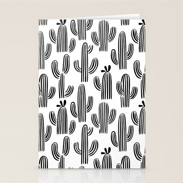 Black and white cactus plant pattern art Stationery Card Gallery Image 2
