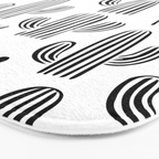 Black and white cactus plant pattern art Bath Mat Gallery Image 3