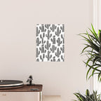 Black and white cactus plant pattern art Poster Gallery Image 2