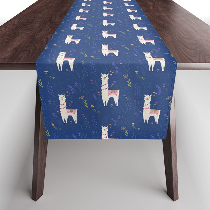 Llama on Blue Table Runner Gallery Image 1