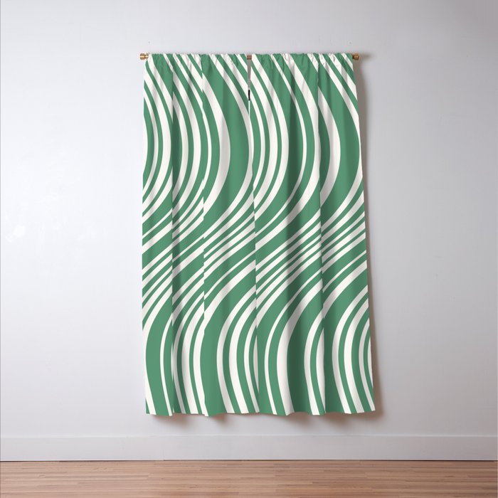 Wavy Stripes XXXIX - Kelly Green Window Curtain Gallery Image 3