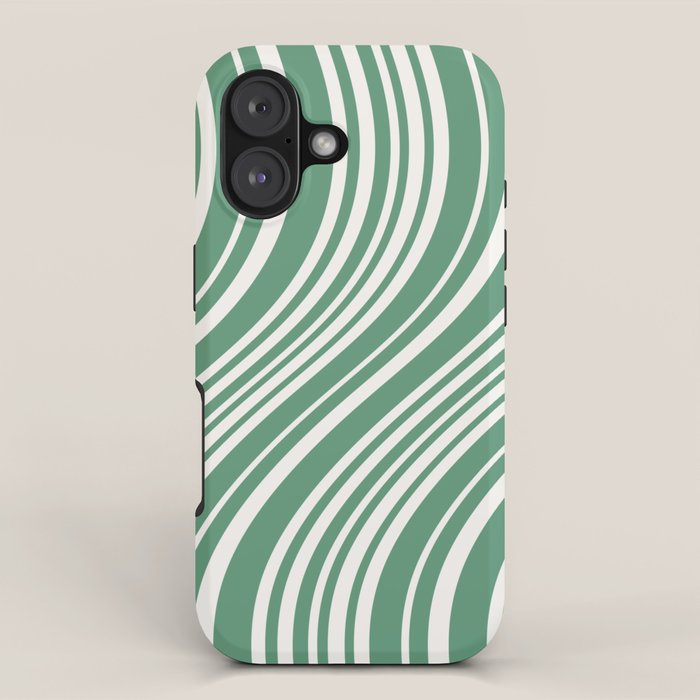 Wavy Stripes XXXIX - Kelly Green iPhone Case Gallery Image 1