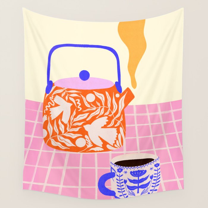 Colorful Tea Por Wall Tapestry Gallery Image 4