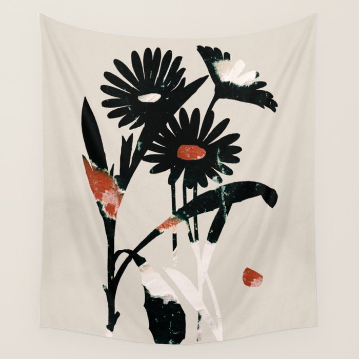 minimal collage/ Flowers 2 Wall Tapestry Gallery Image 4
