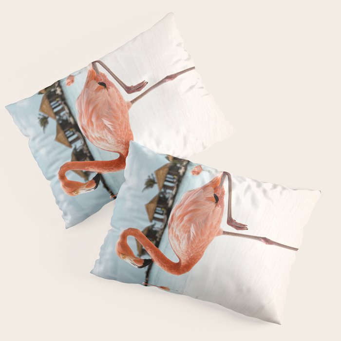 Pink Flamingo Beach Summer Photo | Aruba Tropical Island Art Print | Caribbean Travel Photography Pillow Sham Gallery Image 3