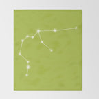 Aquarius Zodiac Star Constellation Line Art Chartreuse Green Throw Blanket Gallery Image 2