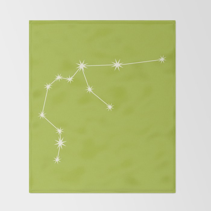 Aquarius Zodiac Star Constellation Line Art Chartreuse Green Throw Blanket Gallery Image 2