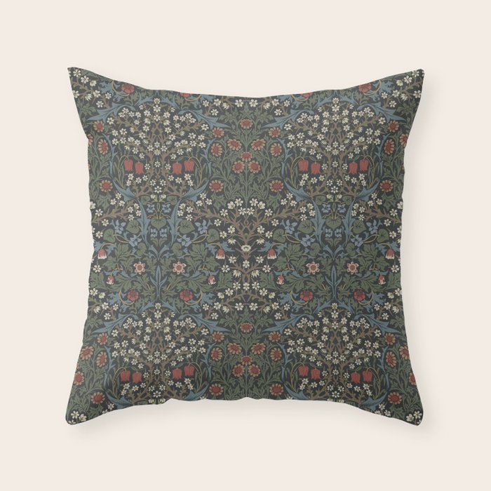 Vintage Blackthorn Green by William Morris Throw Pillow Gallery Image 6
