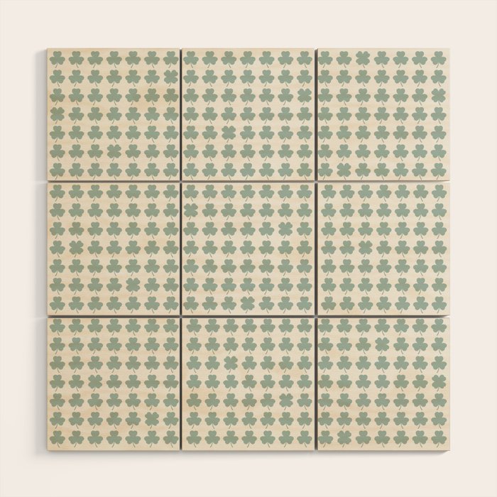 Clovers XXIX Teal Green Botanical Pattern Wood Wall Art Gallery Image 1