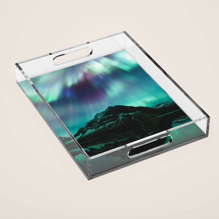 Auroras over Bow Lake, Banff Acrylic Tray Gallery Image 1