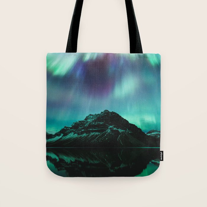 Auroras over Bow Lake, Banff Tote Bag Gallery Image 1