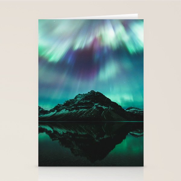 Auroras over Bow Lake, Banff Stationery Card Gallery Image 2