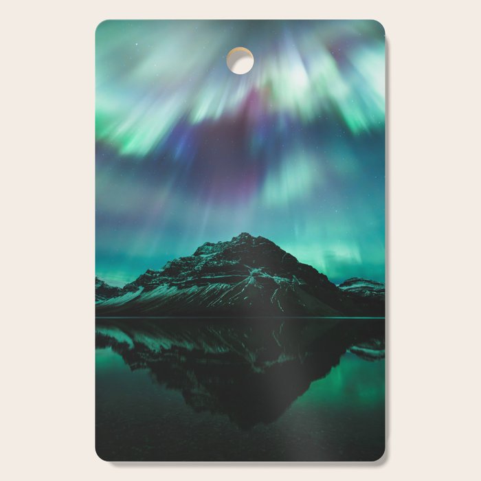 Auroras over Bow Lake, Banff Cutting Board Gallery Image 1