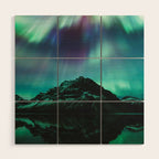 Auroras over Bow Lake, Banff Wood Wall Art Gallery Image 1