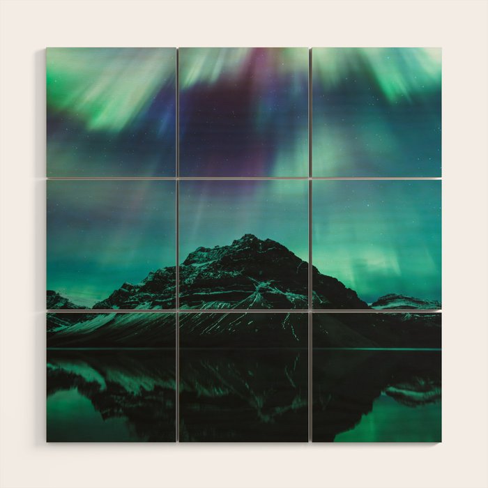 Auroras over Bow Lake, Banff Wood Wall Art Gallery Image 1