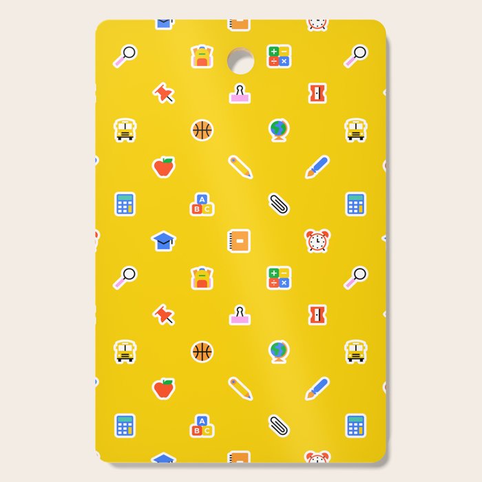 Colorful back to school sticker icon pattern Cutting Board Gallery Image 1