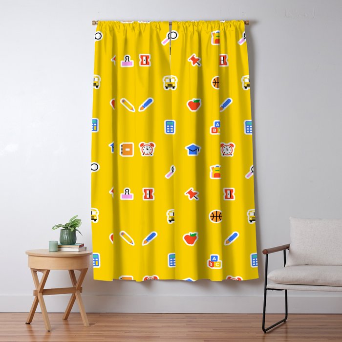 Colorful back to school sticker icon pattern Window Curtain Gallery Image 5
