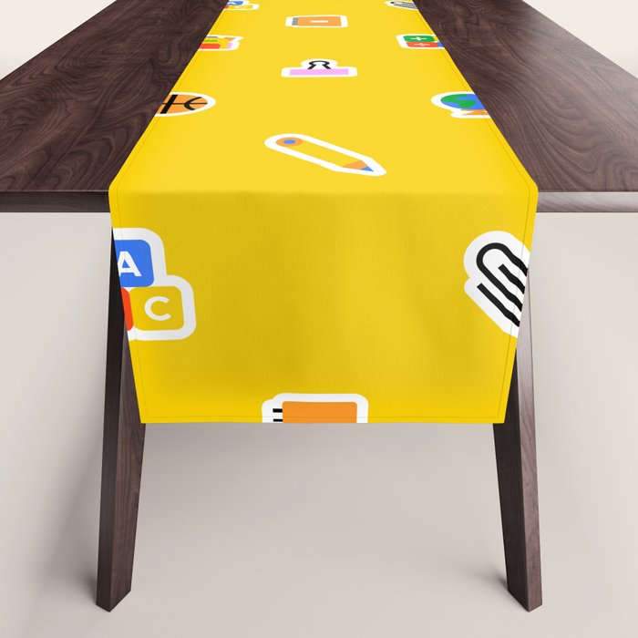 Colorful back to school sticker icon pattern Table Runner Gallery Image 1