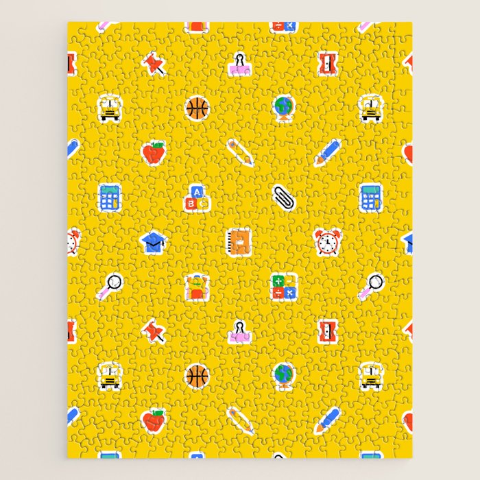 Colorful back to school sticker icon pattern Jigsaw Puzzle Gallery Image 1