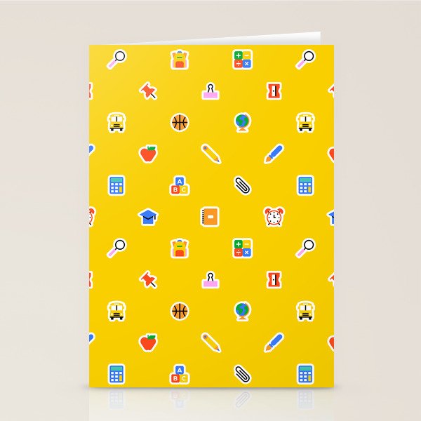 Colorful back to school sticker icon pattern Stationery Card Gallery Image 1