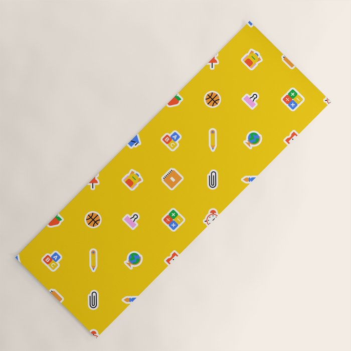 Colorful back to school sticker icon pattern Yoga Mat Gallery Image 1