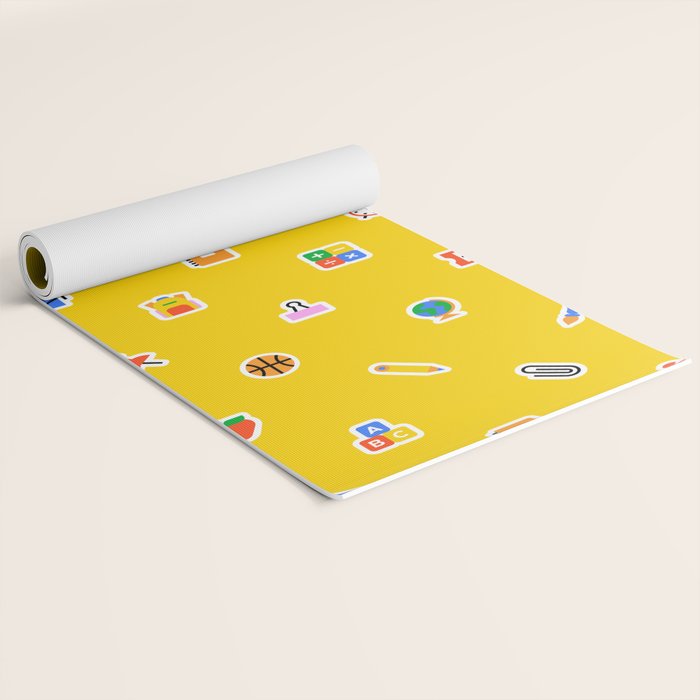 Colorful back to school sticker icon pattern Yoga Mat Gallery Image 2