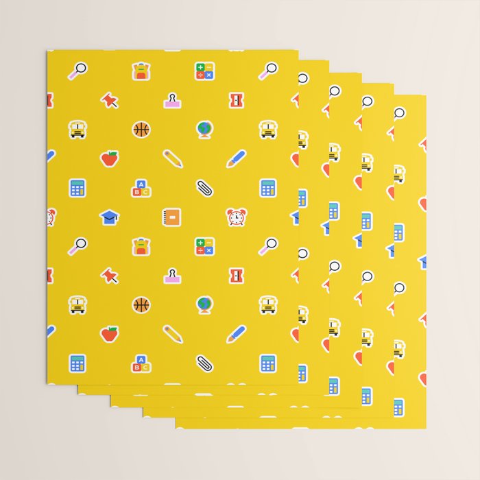 Colorful back to school sticker icon pattern Wrapping Paper Gallery Image 3