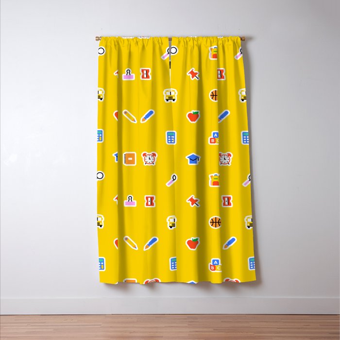 Colorful back to school sticker icon pattern Window Curtain Gallery Image 3