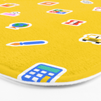Colorful back to school sticker icon pattern Bath Mat Gallery Image 3