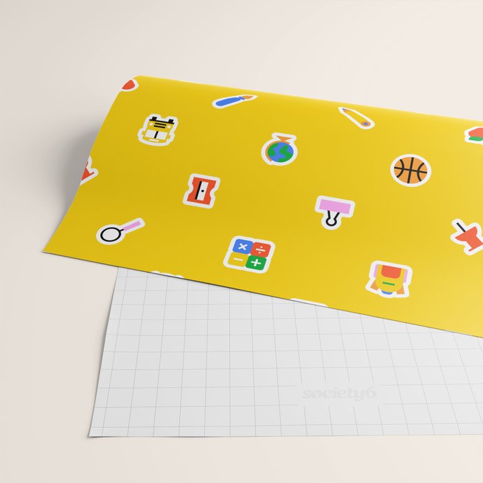Colorful back to school sticker icon pattern Wrapping Paper Gallery Image 2