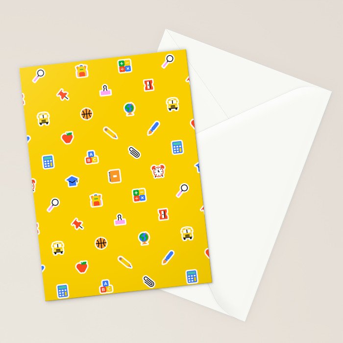 Colorful back to school sticker icon pattern Stationery Card Gallery Image 2