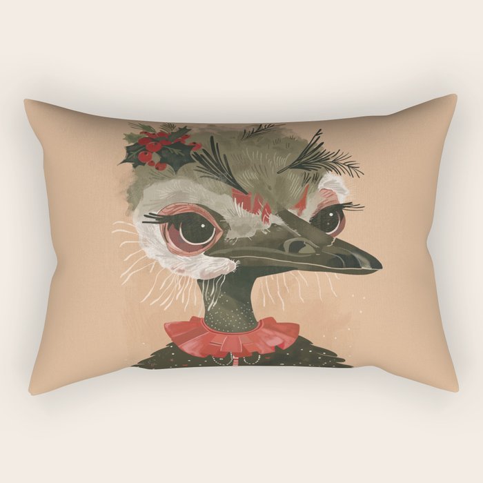 Festive Ostrich Rectangular Pillow Gallery Image 1