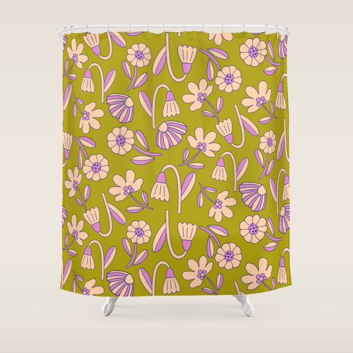 Art déco Floral  Shower Curtain Gallery Image 1