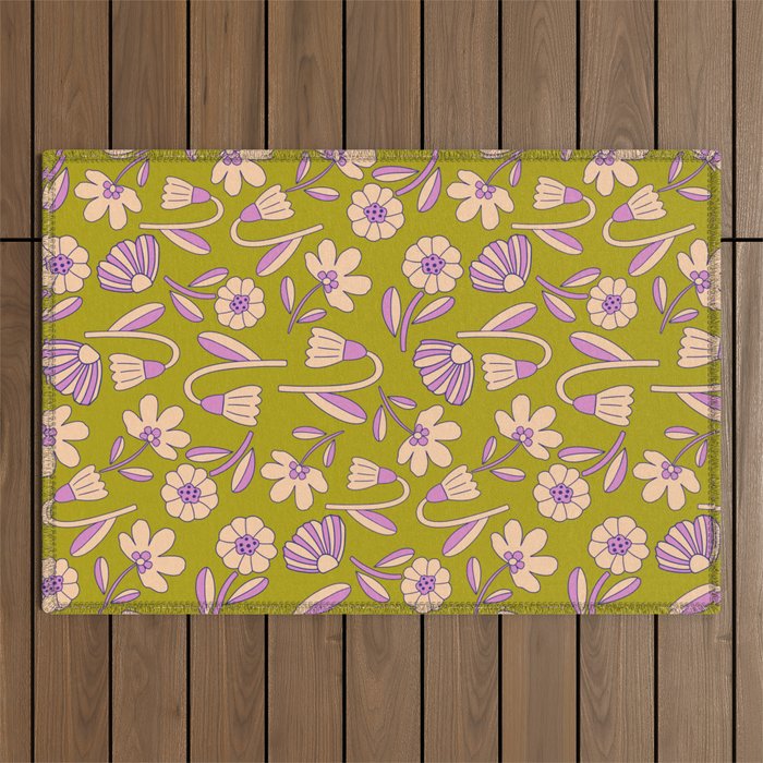 Art déco Floral  Outdoor Rug Gallery Image 1