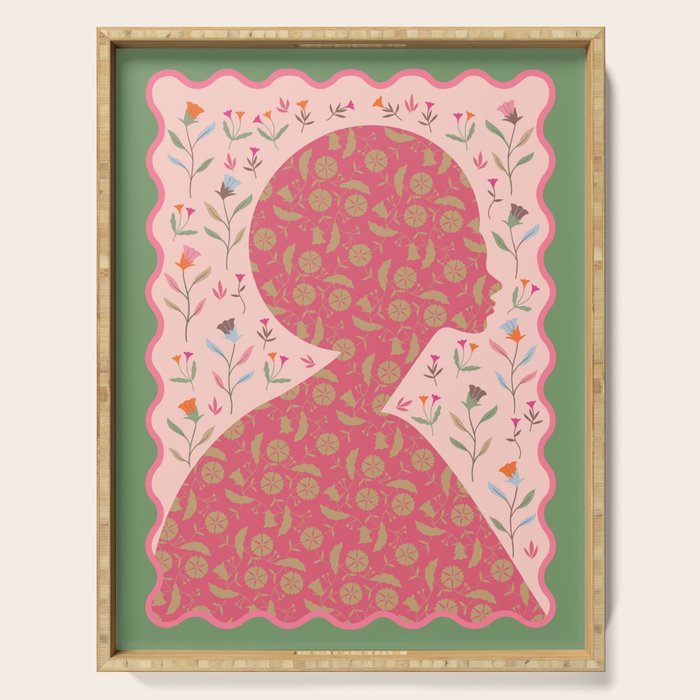 Heirloom Wildflower - Floral Silhouette Art Serving Tray Gallery Image 1