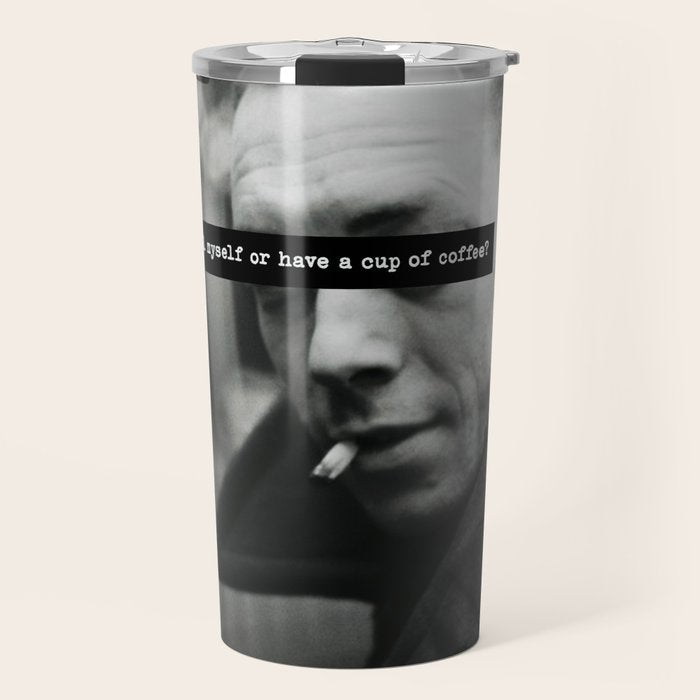 "Should I Kill Myself or Have a Cup of Coffee?" Albert Camus Quote Travel Mug Gallery Image 1