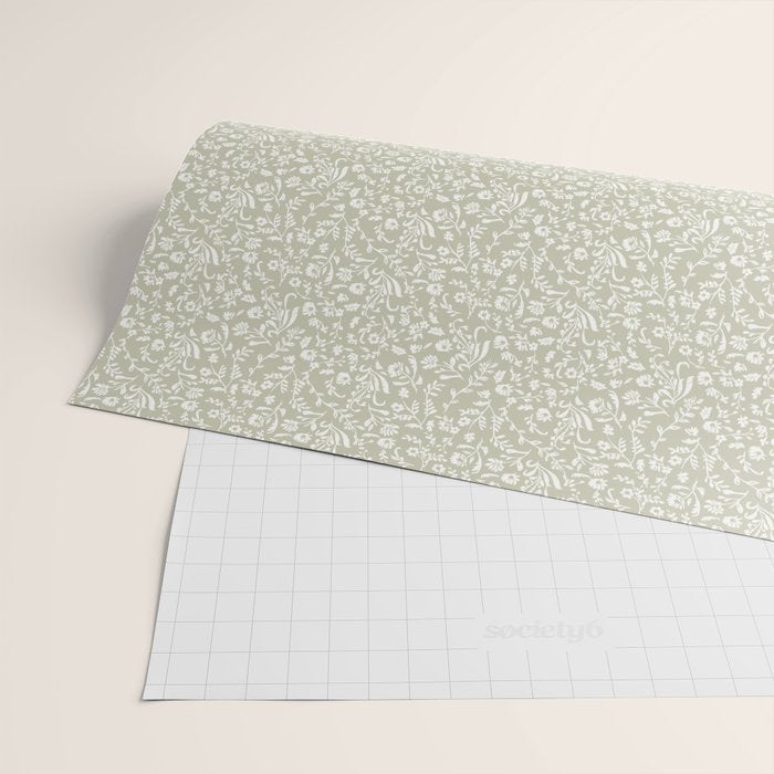 Ditsy Toile Floral - Sage Wrapping Paper Gallery Image 2