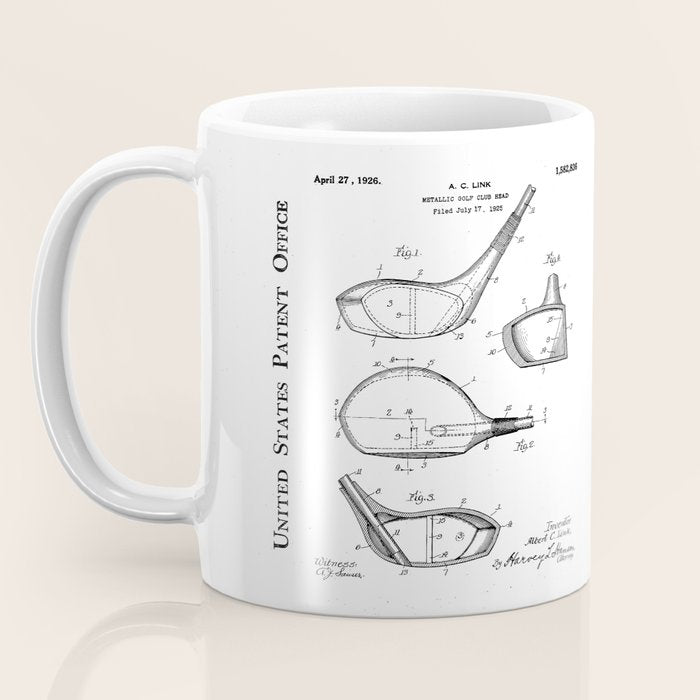 Golf Driver Patent - Golf Art - Antique Coffee Mug Gallery Image 3