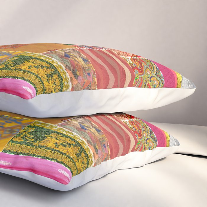 Boho Sari Patchwork Quilt Pillow Sham Gallery Image 3