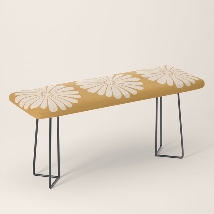Retro Daisy Abstract XVIII Golden Orange Bold Floral Bench Gallery Image 1