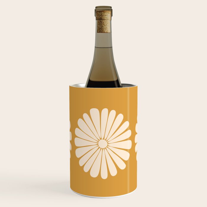 Retro Daisy Abstract XVIII Golden Orange Bold Floral Wine Chiller Gallery Image 1