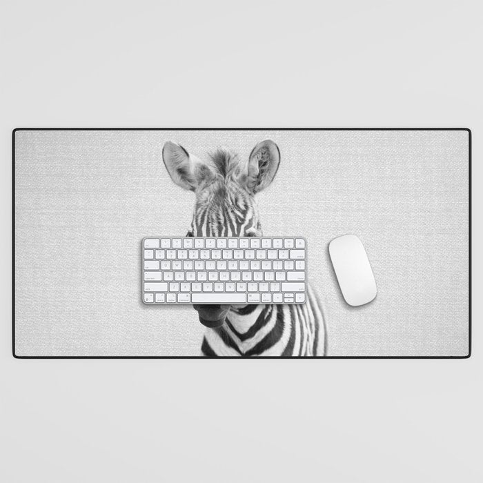 Baby Zebra - Black & White Desk Mat Gallery Image 1