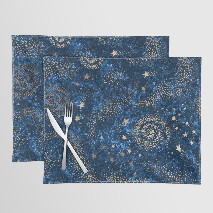 Magical Starry Night Sky Golden Cosmic Swirls Placemat Gallery Image 1