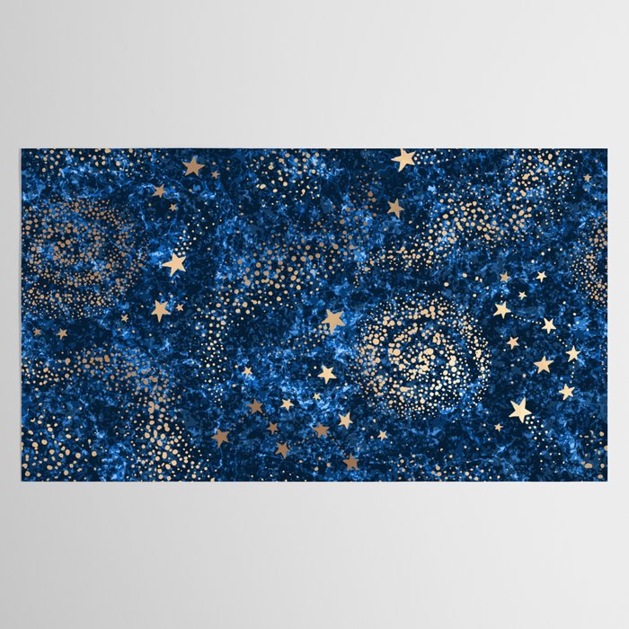Magical Starry Night Sky Golden Cosmic Swirls Tablecloth Gallery Image 2