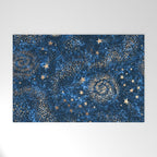 Magical Starry Night Sky Golden Cosmic Swirls Welcome Mat Gallery Image 1